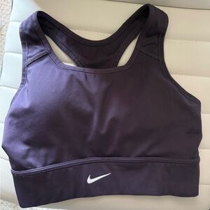 Nike Deep Plum Racerback Sports Bra with White Swoosh